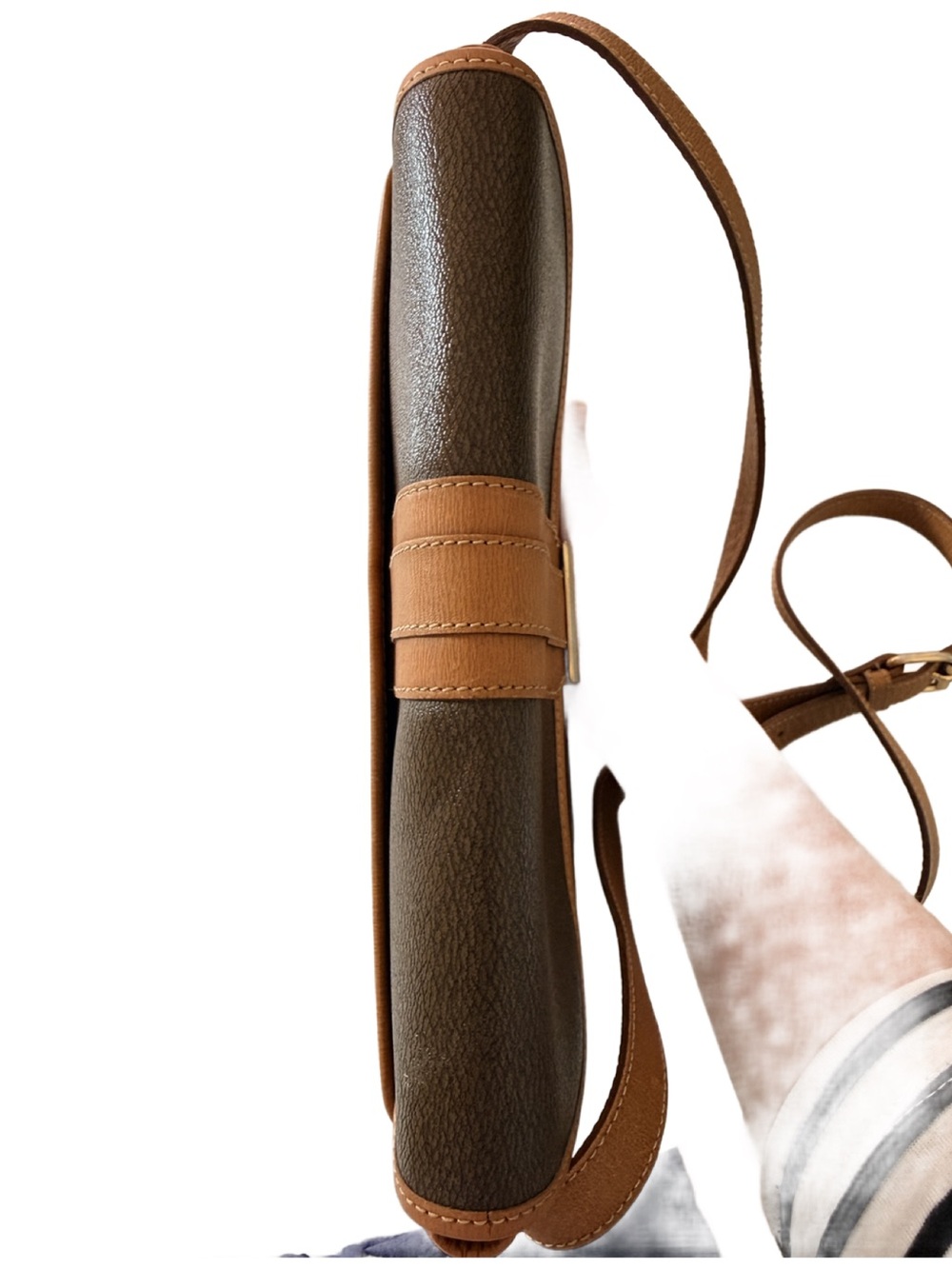 Vintage Lancel Brown & Tan Leather Crossbody Saddle Bag | Made in France - Picture 8 of 16